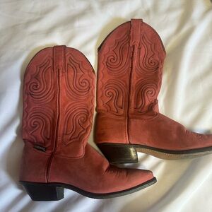 Capezzio vintage Corral Pink Western Boots with Artistic Swirls size 5